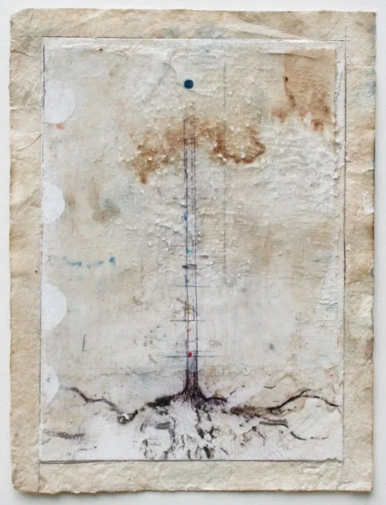  drishti series &nbsp;&nbsp;  mixed media on lokta paper  11 x 8  sold 