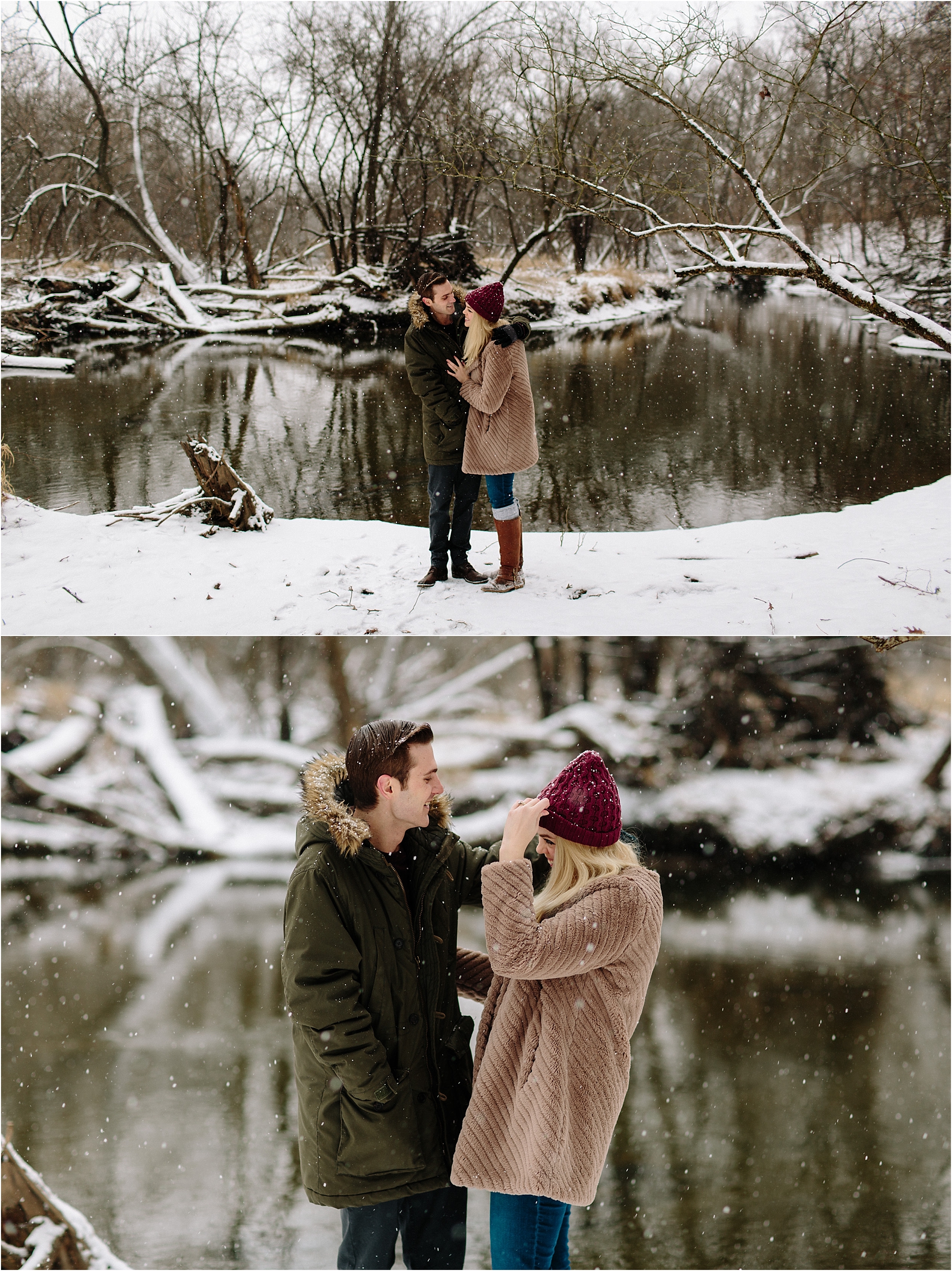 Lacey + Tyler Bemis Woods South Western Springs, IL Winter Engagement Sessi...
