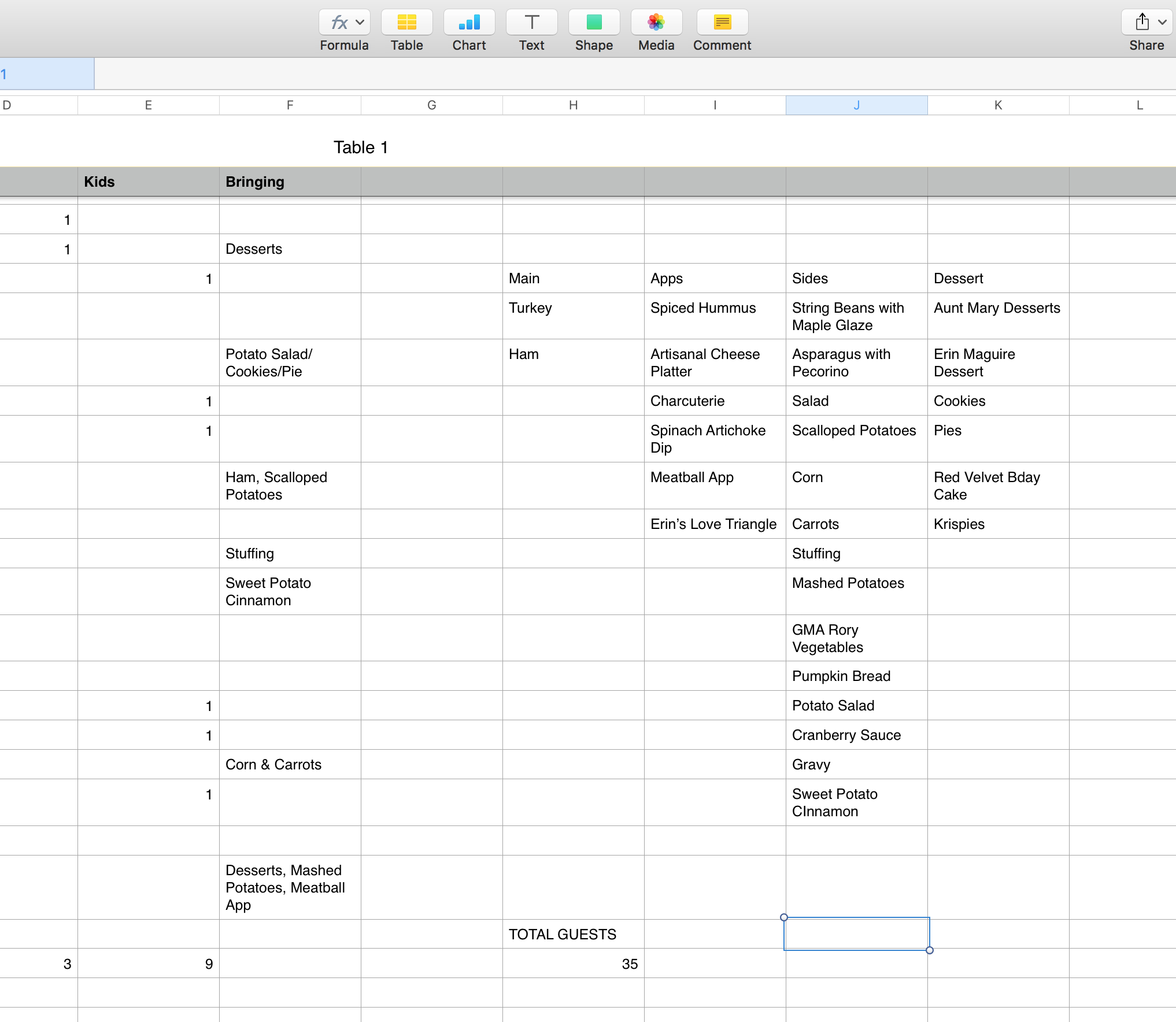 Figure 1: Detail of Thanksgiving 2015 Spreadsheet