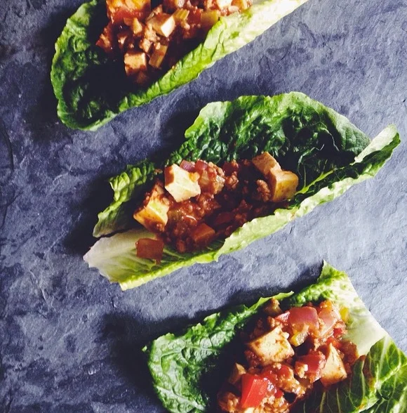 asian pork and tofu lettuce wraps