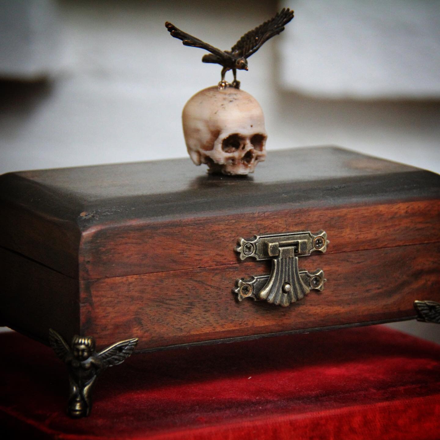 A one-off box I made for &lsquo;A Book at Midnight&rsquo; Edgar Allan Poe Edition.  #poe #edgarallanpoe #theraven #classichorror #gothicstyle #skullsandravens #eapoe #magicboxes
