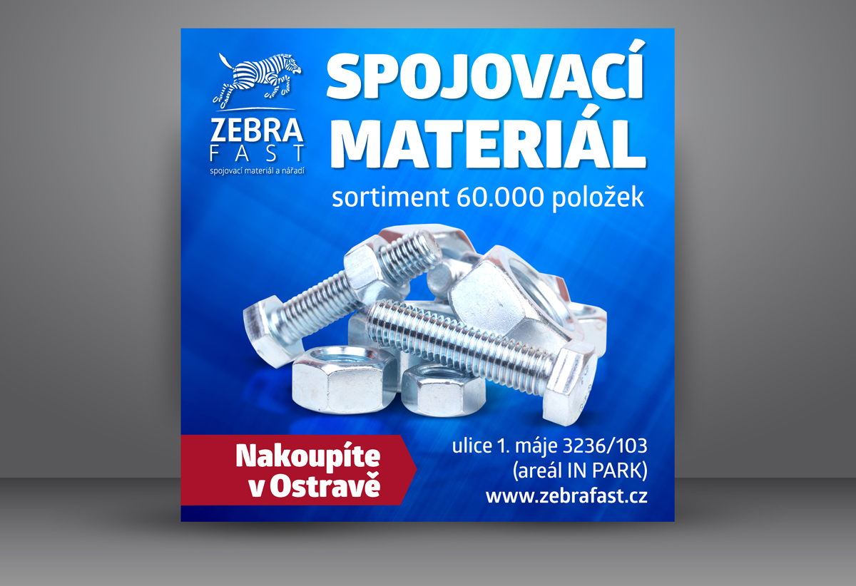 Zebrafast - reklama na štítové zdi