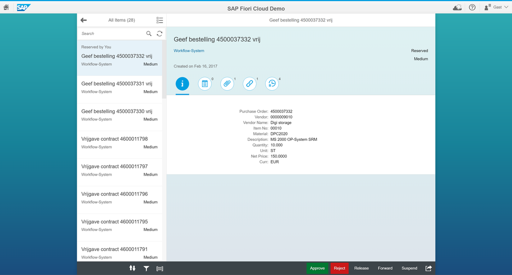 Fiori My Inbox app