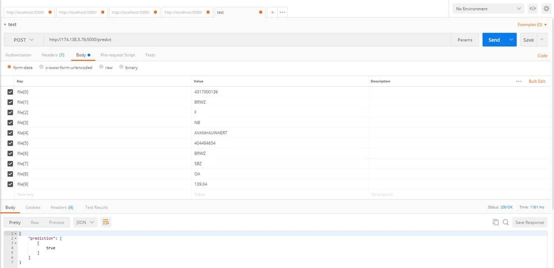 Figure 3: Our test with postman being succesfull