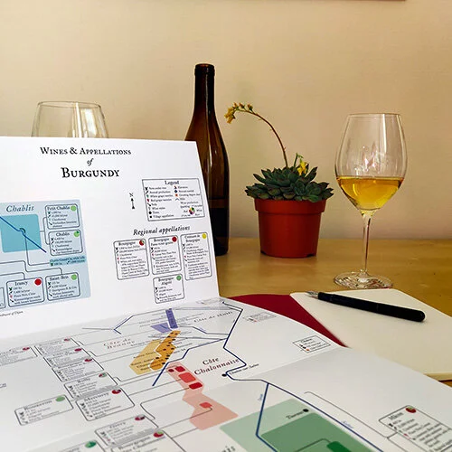 Open up and you find a clear, infographic wine map with information on each appellation.