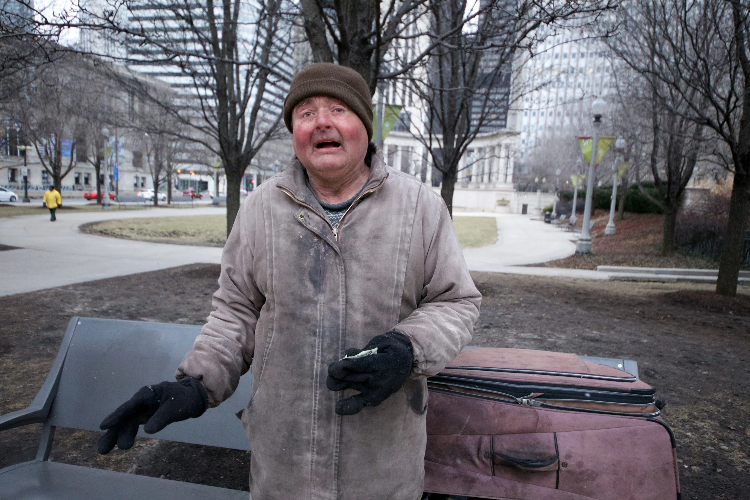 Homeless man at Millennium Park
