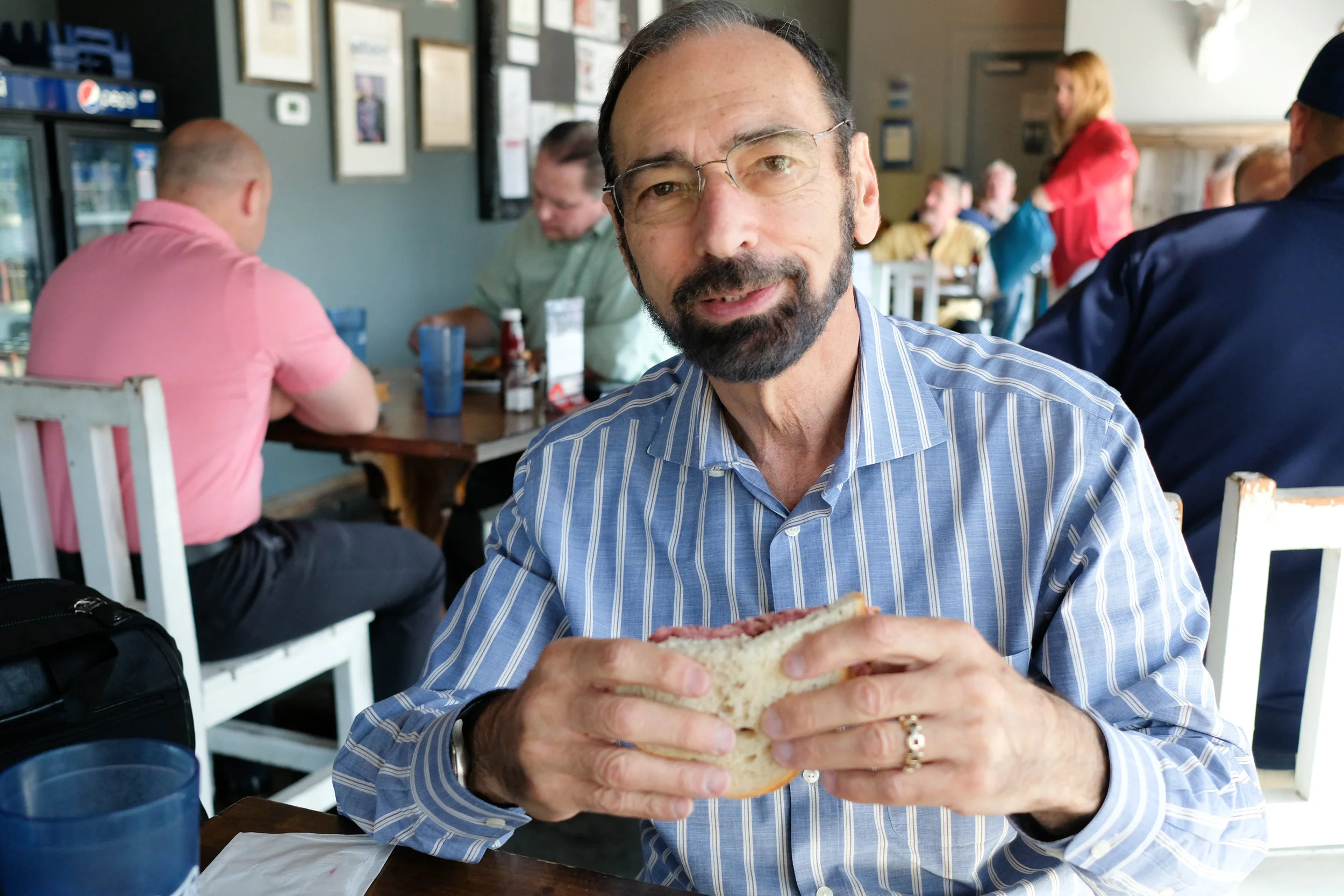 Enjoying my pastrami on rye