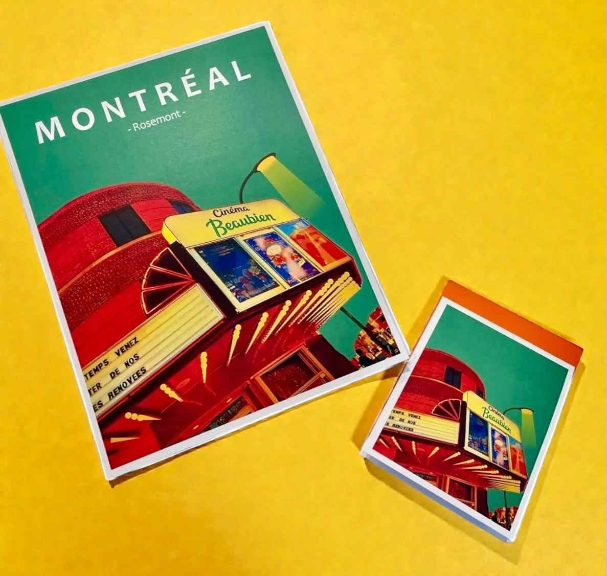 Bon matin ☀️Quel beau cadeau pour un cin&eacute;phile. Notre beau Cin&eacute;ma  Beaubien 🧡 @randomontreal #cinemabeaubien #cinephile #affiches #affichesmontreal #boutiquecadeau