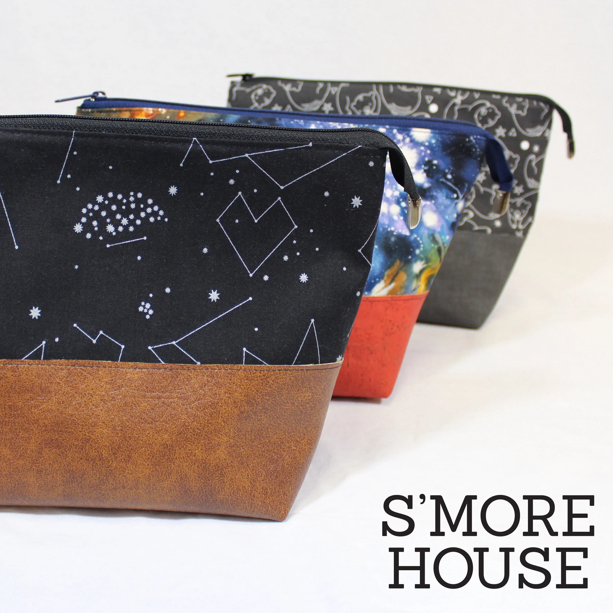 Open Wide Pouches, pattern by Noodlehead, hardware by Emmaline Bags