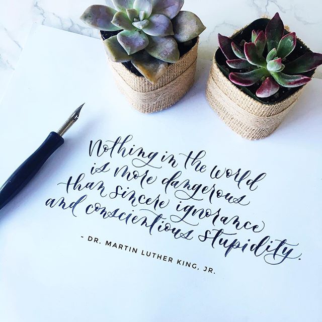 I love celebrating Martin Luther King, Jr. every year. In recent years, I have come to really appreciate all that he did for us and the profound impact he has had on our culture. Lettering his quotes is one of my favorite things to do because there a