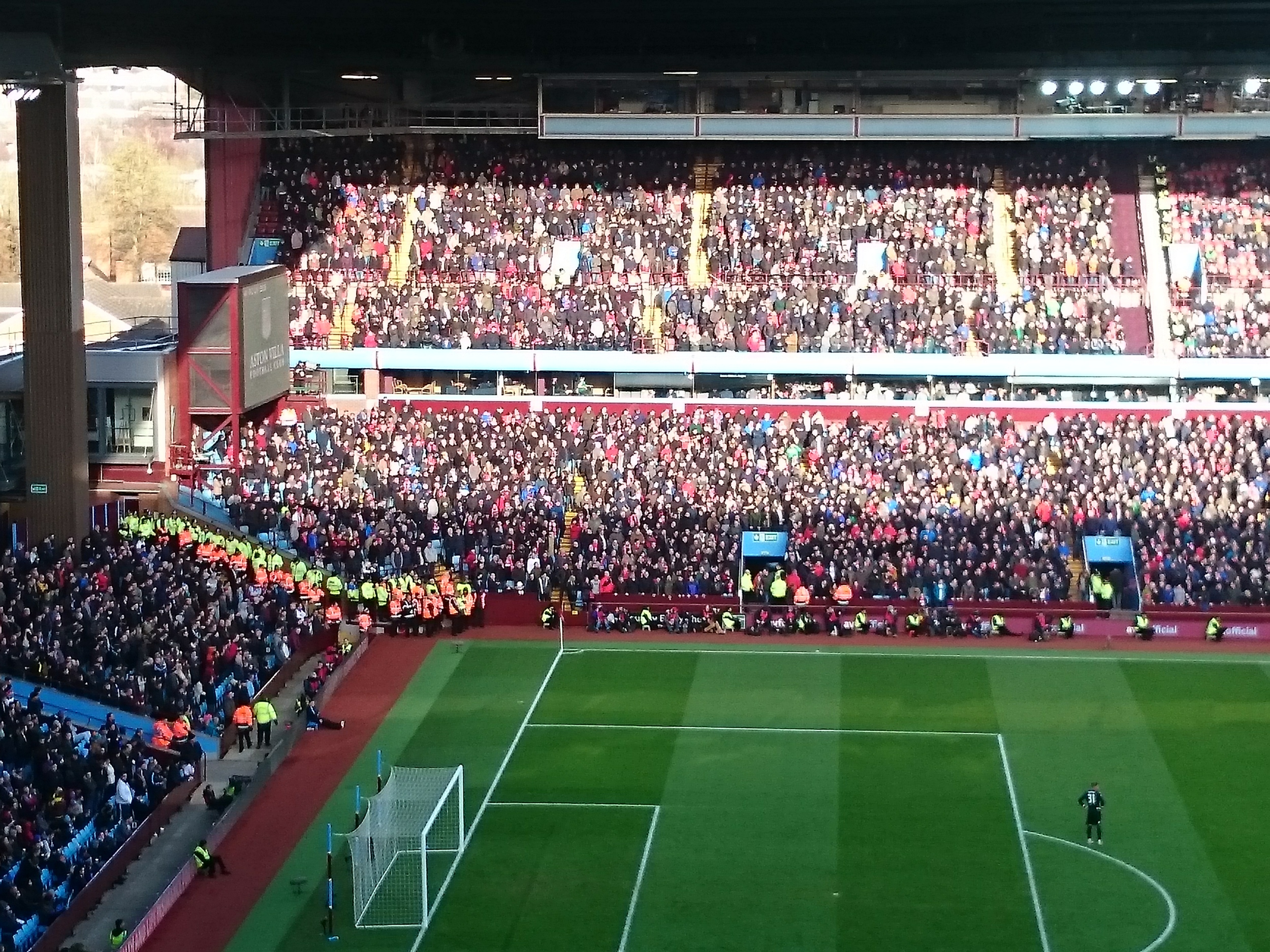 This was the Liverpool fan section. The only section that was actually celebrating. Oh, and those people in the orange and bright lime green shirts are security, because things get pretty crazy when a team scores a goal.