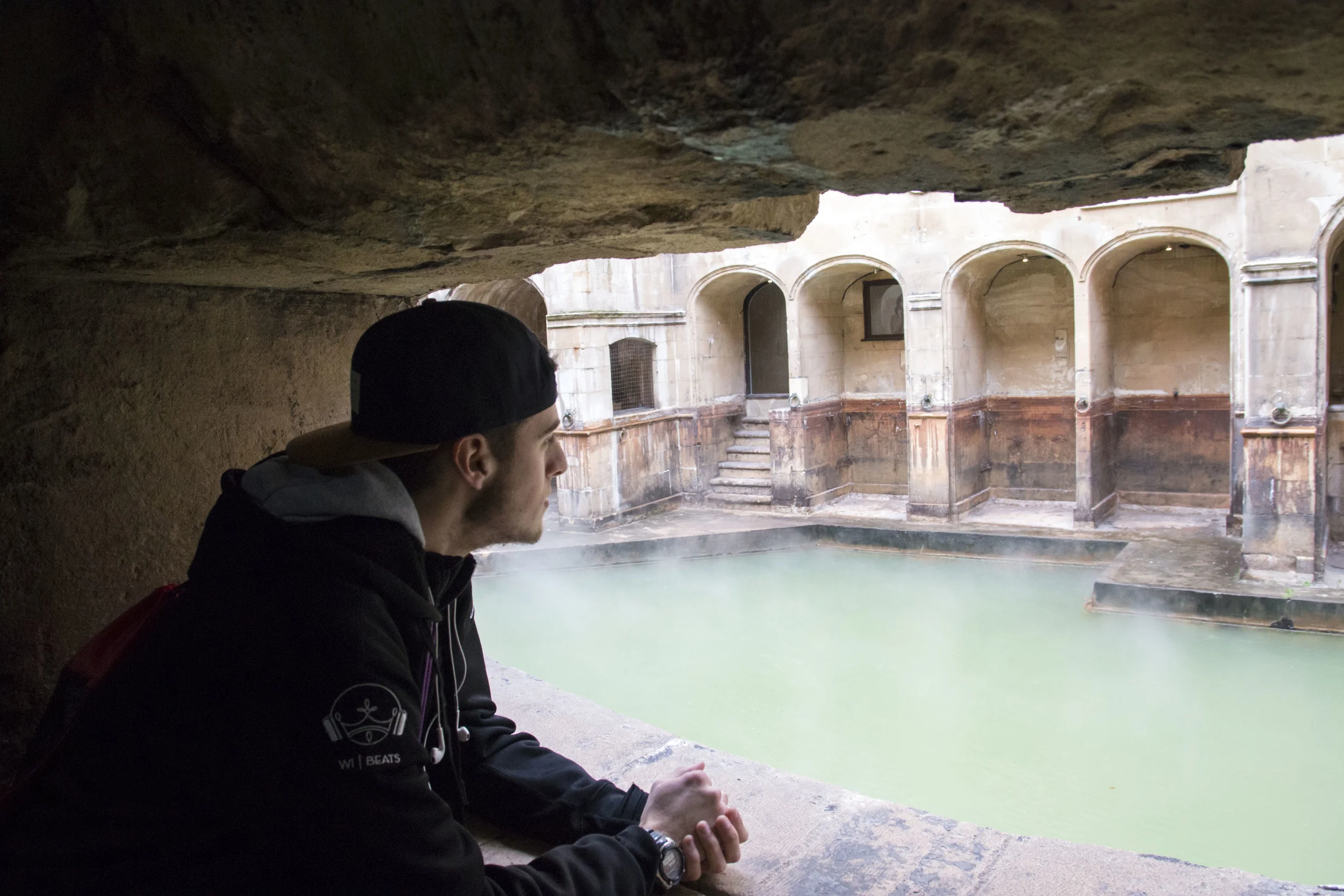 Me looking out the cave window at the hot springs