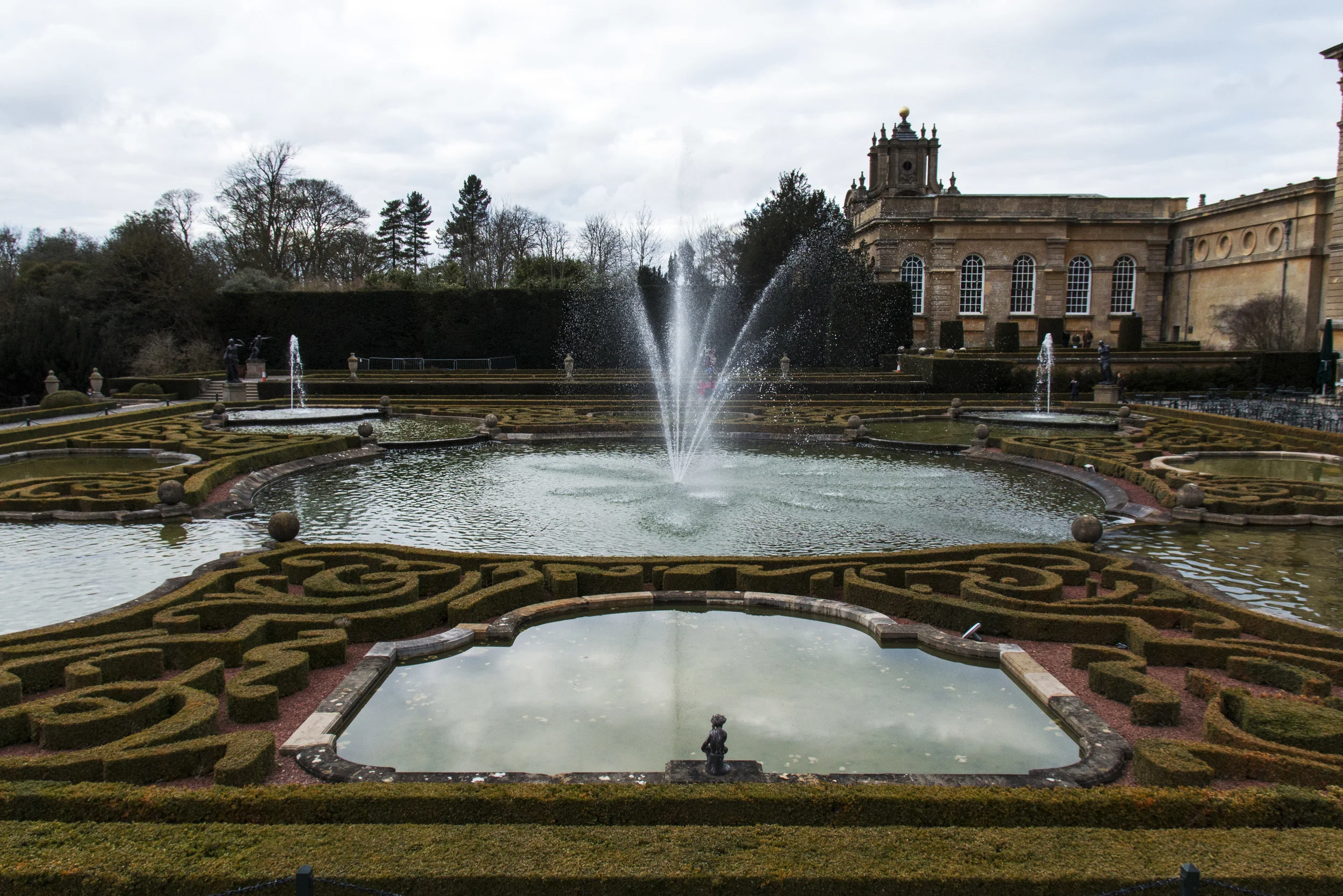 The fountains in the garden