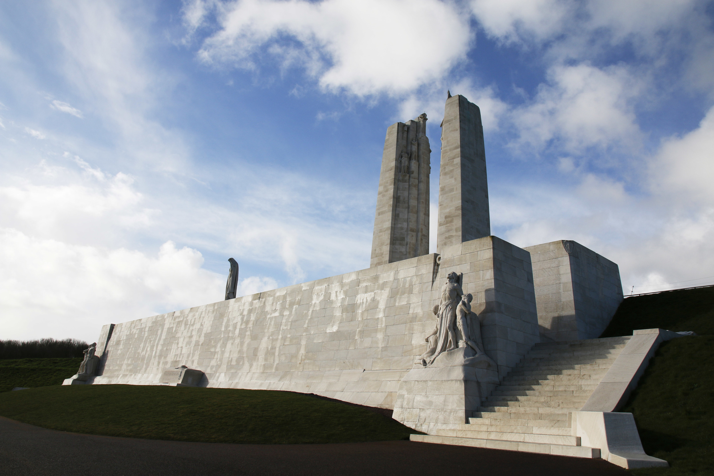 Vimy Ridge memorial. The names of the fallen are all inscribed on the wall.