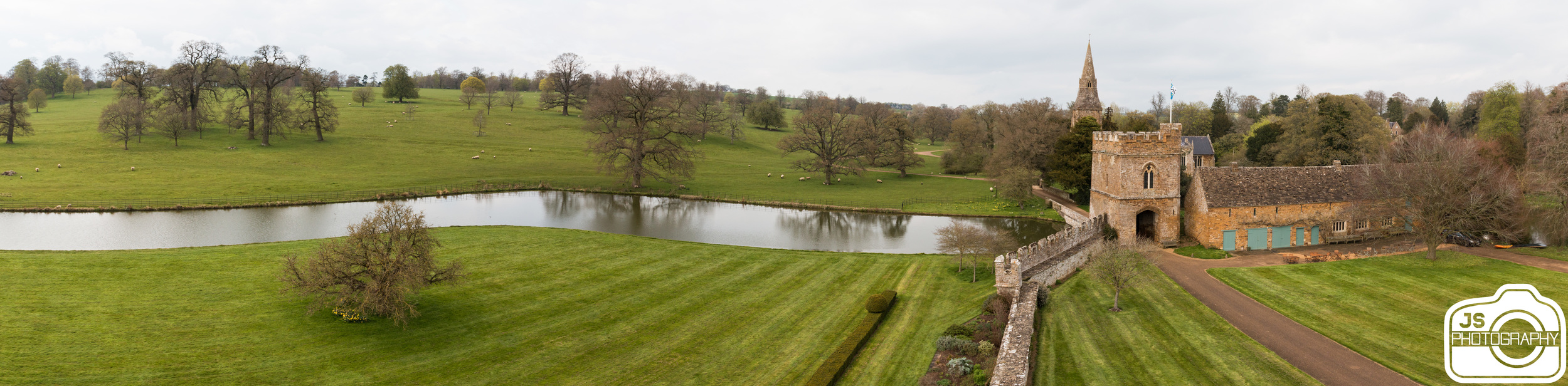 We got to go on the roof. The castle is surrounded by a moat, and acres and acres of land filled with sheep. 