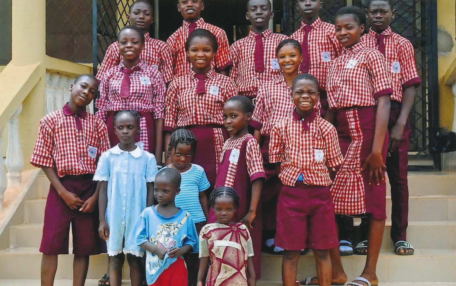 Kadijat and her classmates in uniform at the Christian school