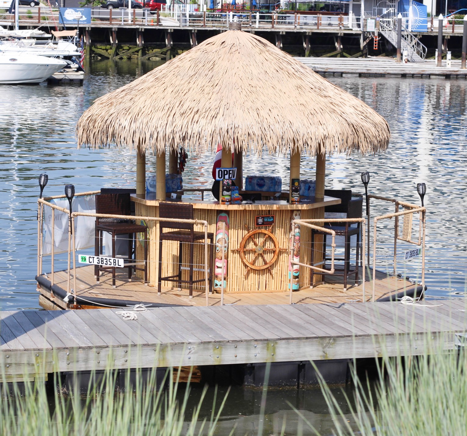 Floating Tiki Lounge Making Waves In Stamford Harbor Via Hey