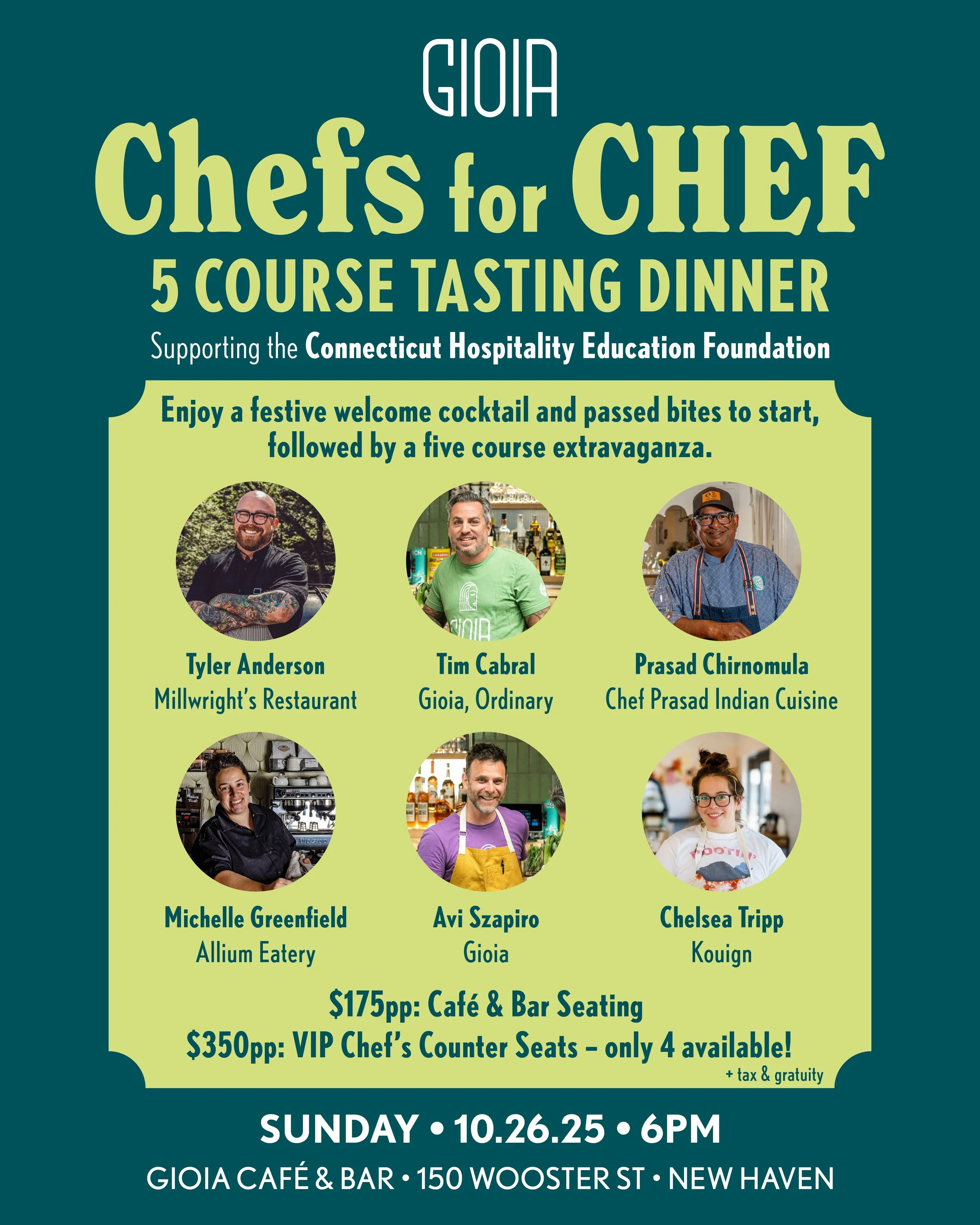 Chefs For Chef Tasting Dinner To Benefit CT Hospitality Foundation Oct 26th