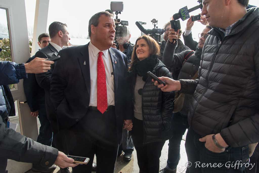 Chris Chistie with wife Mary Pat in Bedford, NH