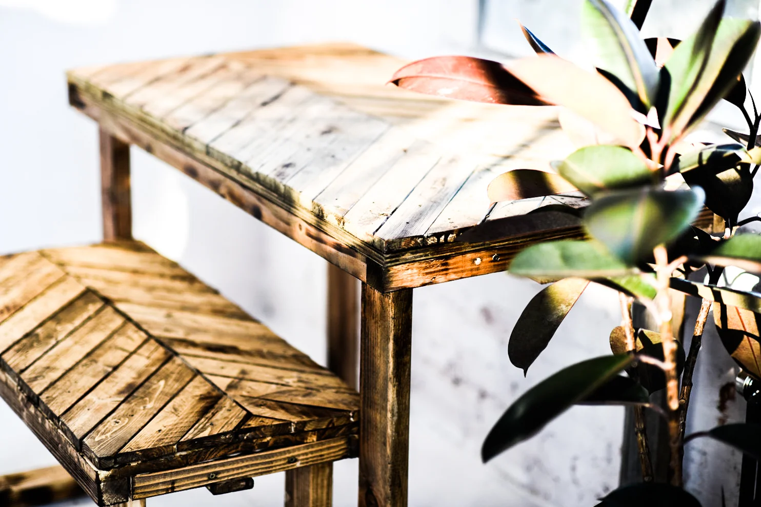 BOARDWALK TABLE WITH TORCHED FINISHED