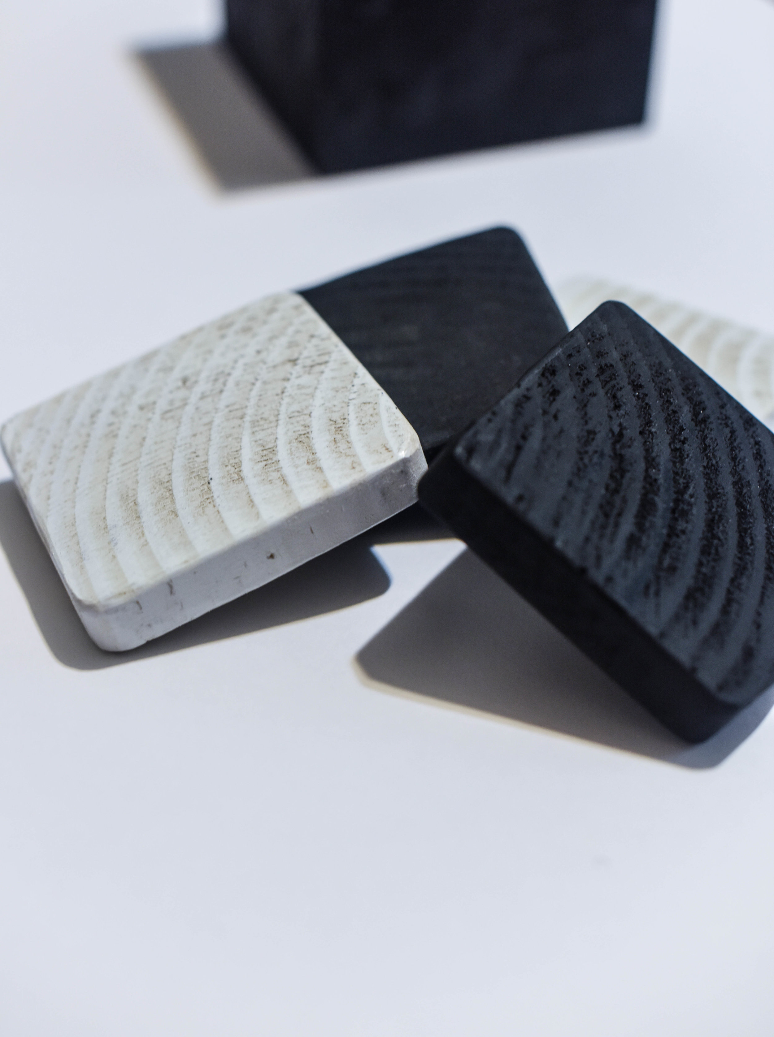 Black and White Wood Coaster Set of 5