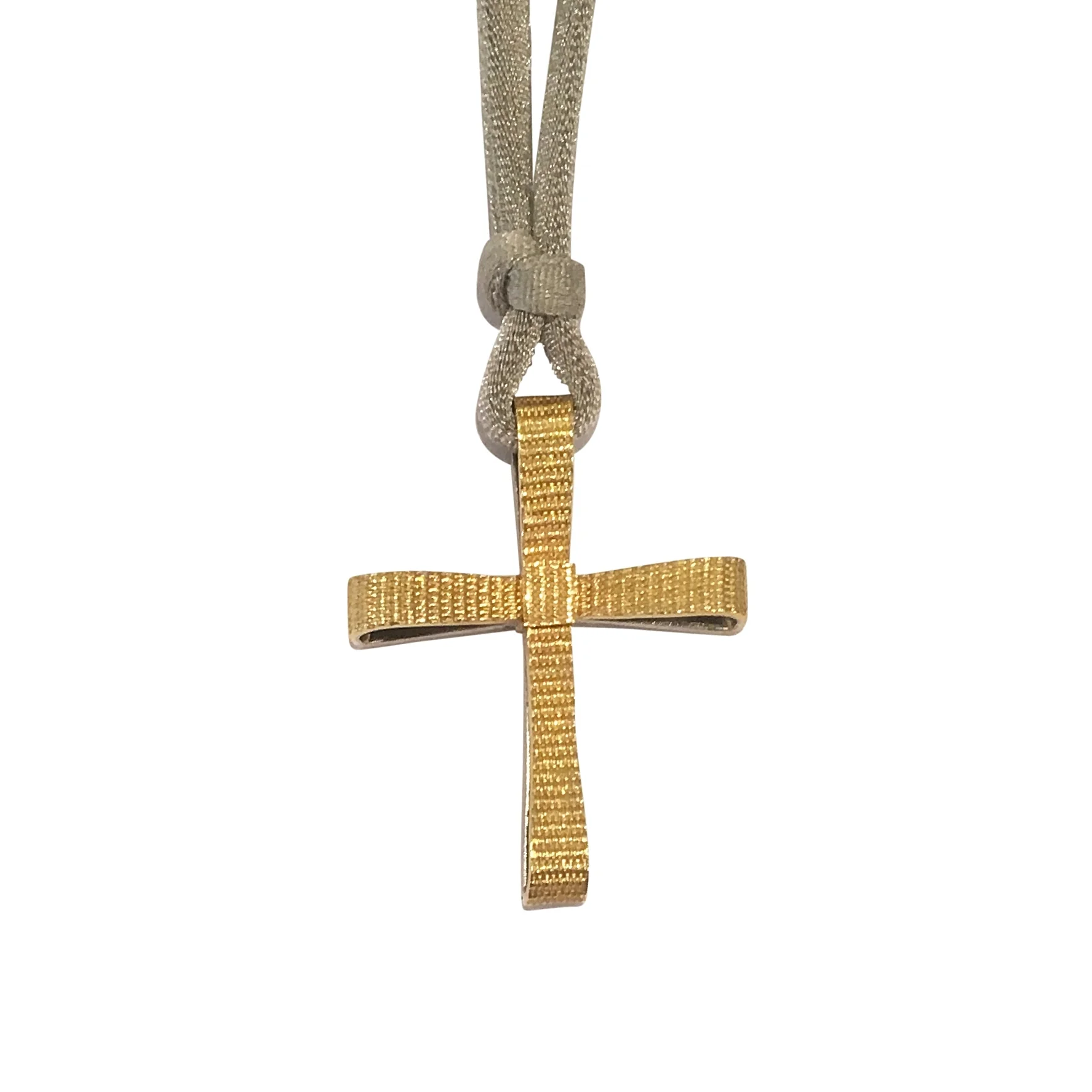 Lina Fanourakis Cross Pendant. Diamonds set in white gold with yellow gold reverse side.