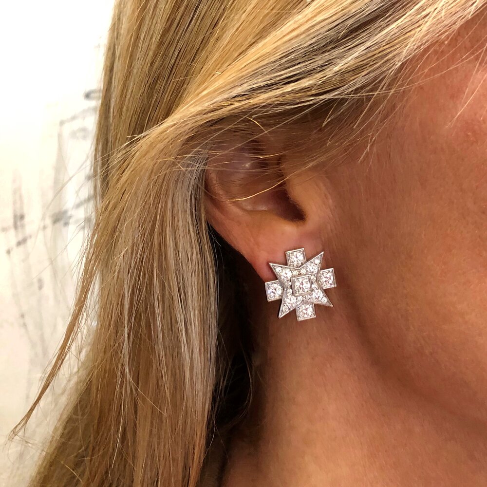 Mira Género Lugar de la noche Sabbia Fine Jewelry - Starburst Diamond Earrings with french clip