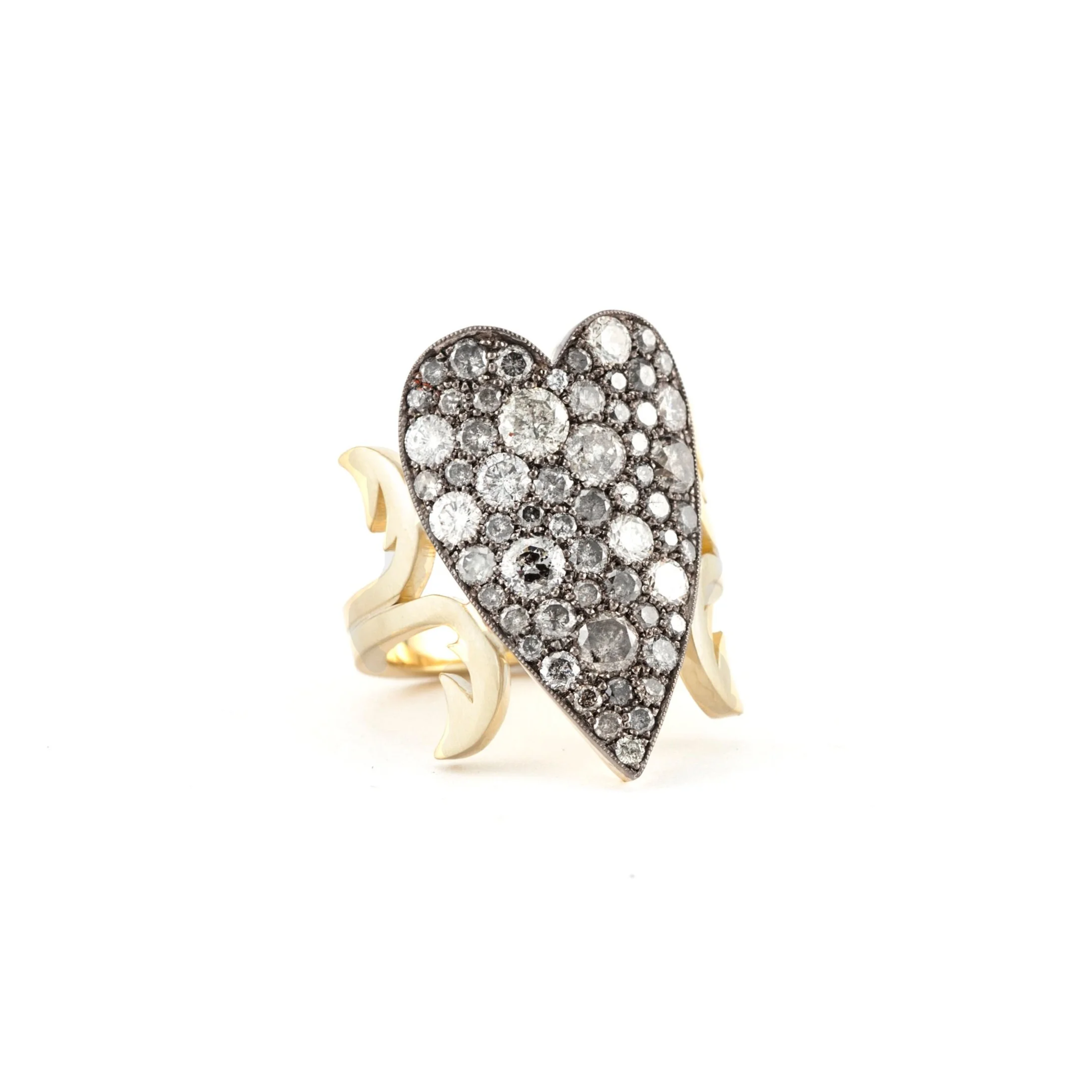 Grey Diamond Heart Ten Table Ring