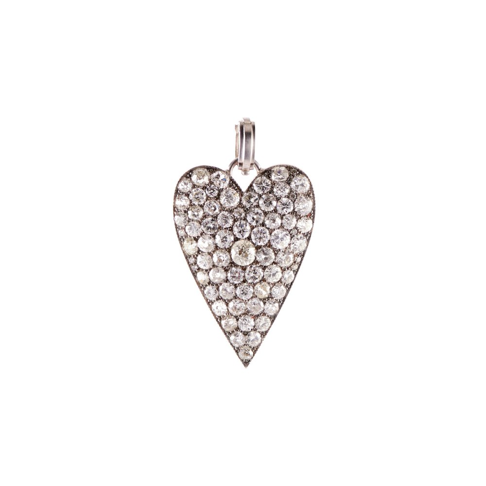 Sylva and Cie Small White Diamond Heart Charm - Sabbia Fine Jewelry