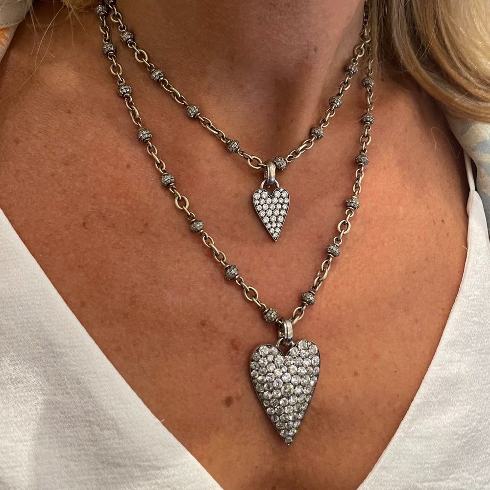Sylva and Cie Small White Diamond Heart  - Sabbia Fine Jewelry