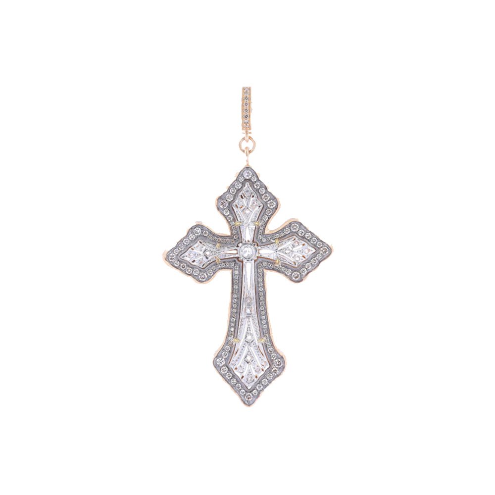 Sabbia Fine Jewelry - Cynthia Ann Vintage Art Deco Platinum Cross With Rose  Cut Diamonds