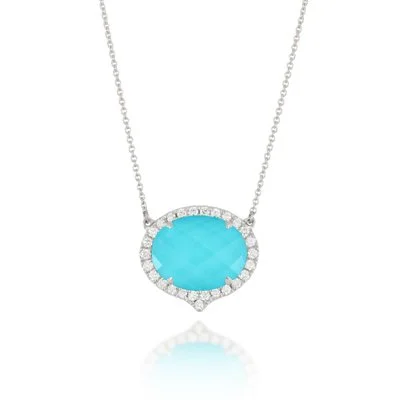 Turquoise Oval Necklace with Clear Quartz