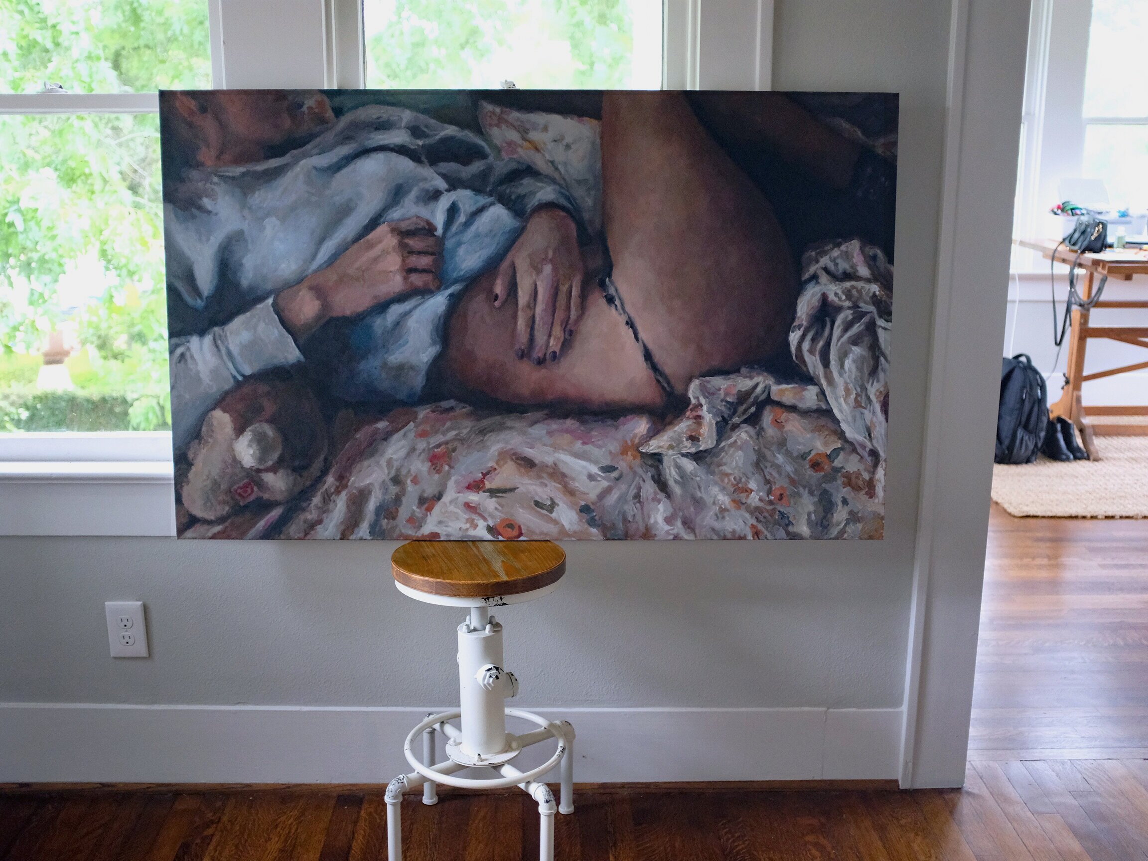 IT’S TIME FOR YOU (TO GET USED TO YOU) 34” x 55”The final of the three Chicago paintings in the series A DREAM THAT YOU CAN’T HIDE. These pictures explore the conflicting moods and remembrances of childhood while nearing the age of 30 on the encumbe…