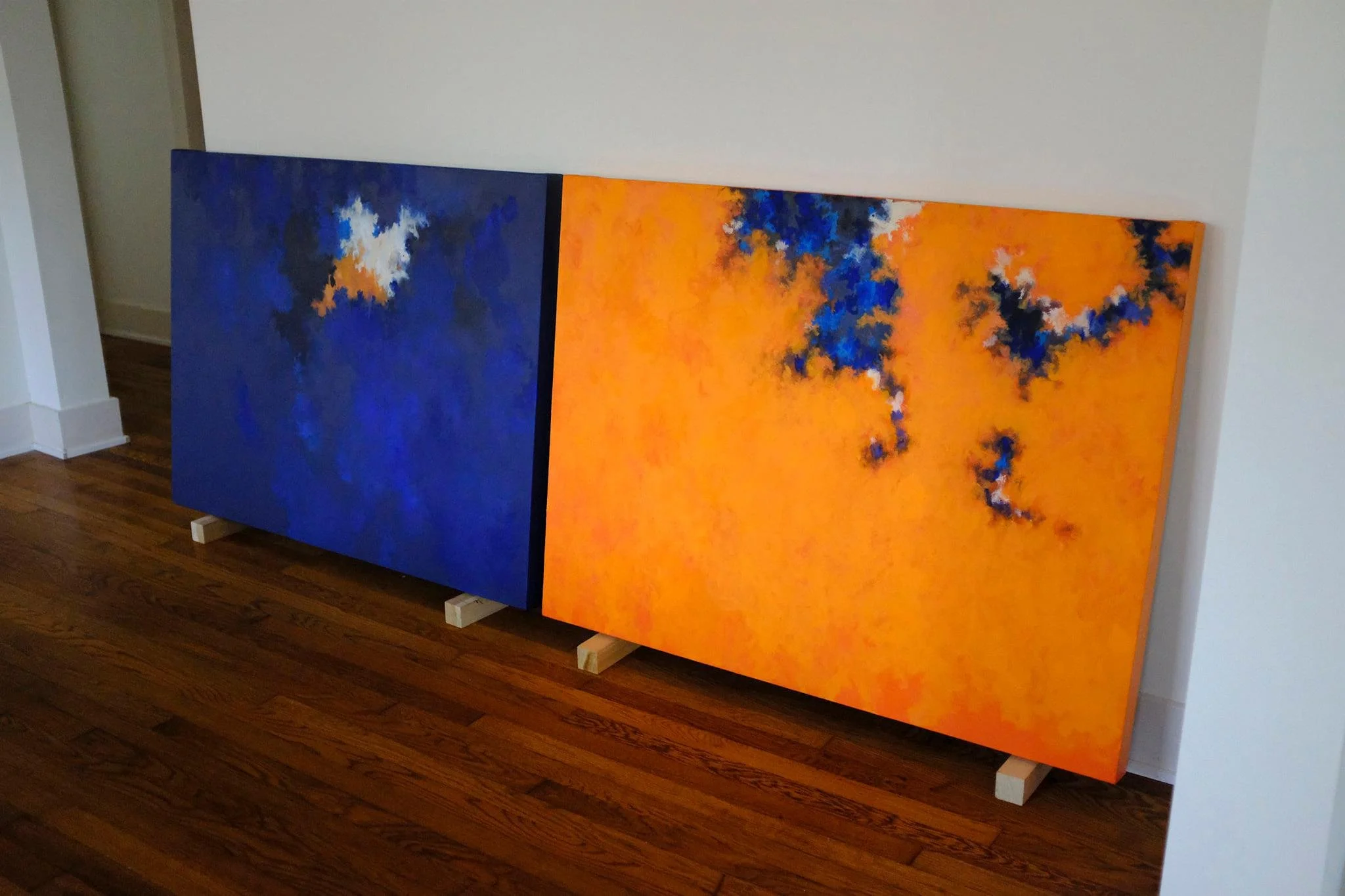  PHOENIX (blue) &amp; HOUSTON (orange), 2021  36” x 48” (each) CANVAS 