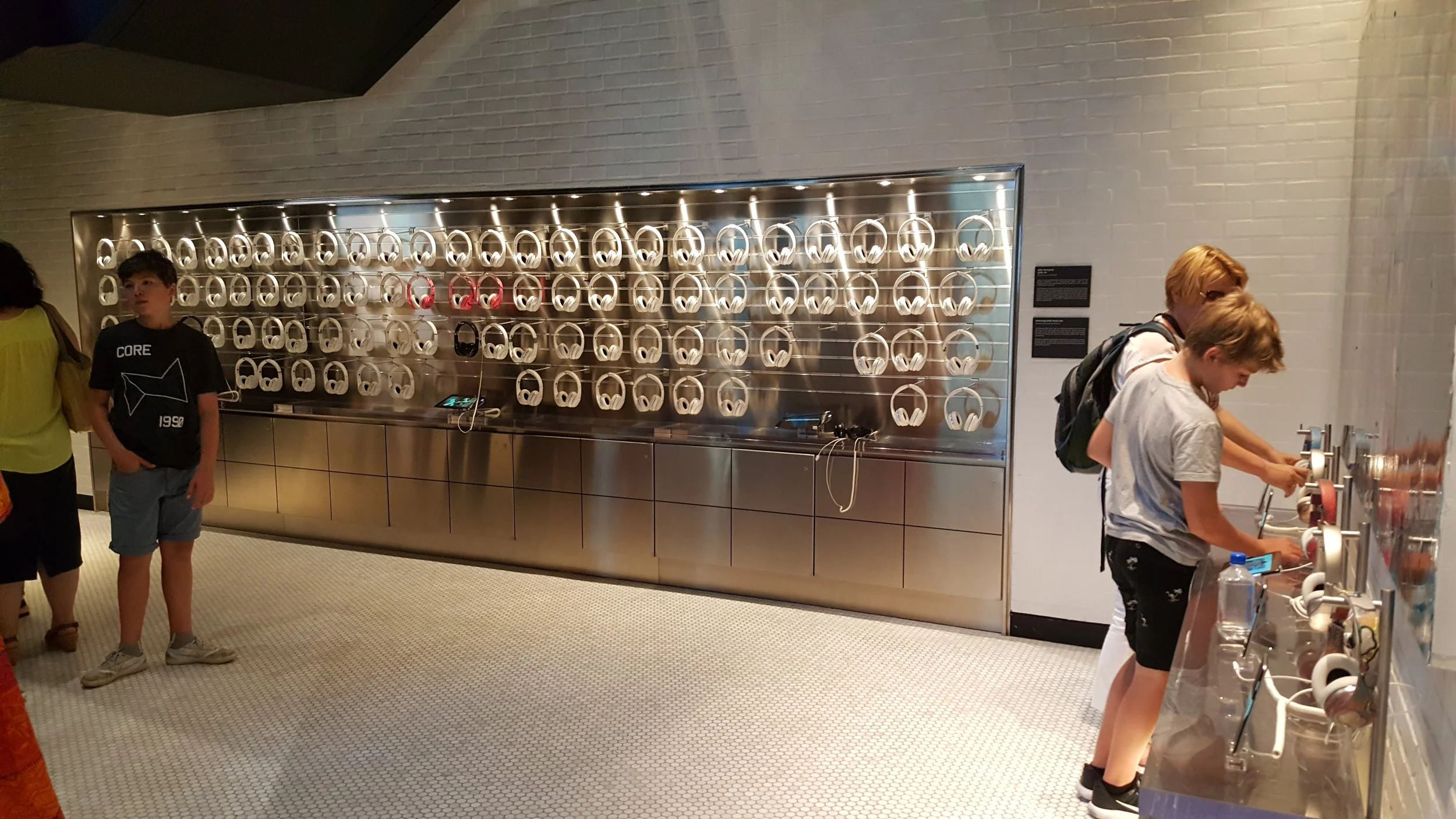 Rows and rows of headphones to test, but not buy (no retail sales at the store).