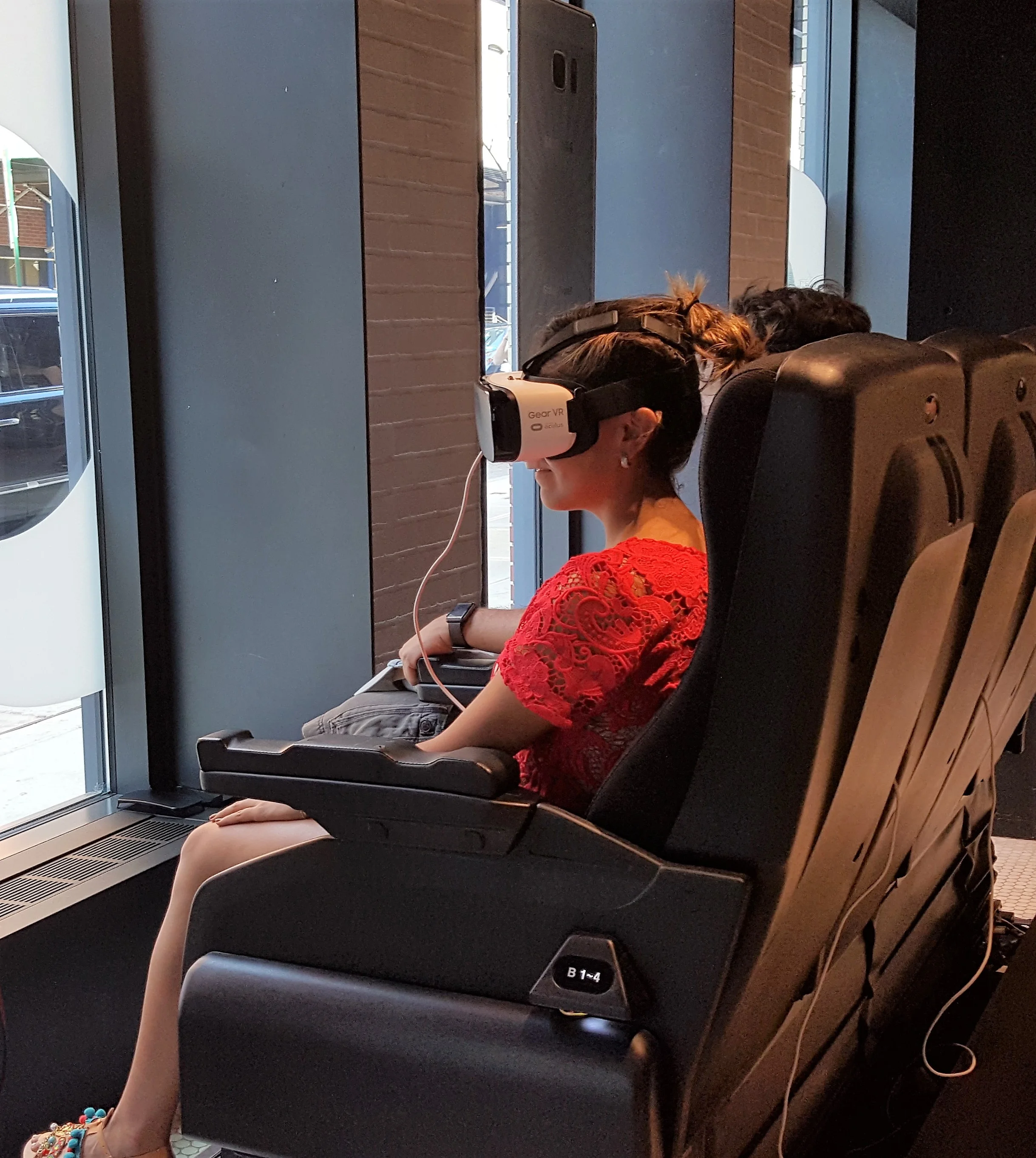 One of several virtual reality experiences at Samsung's 837 store.