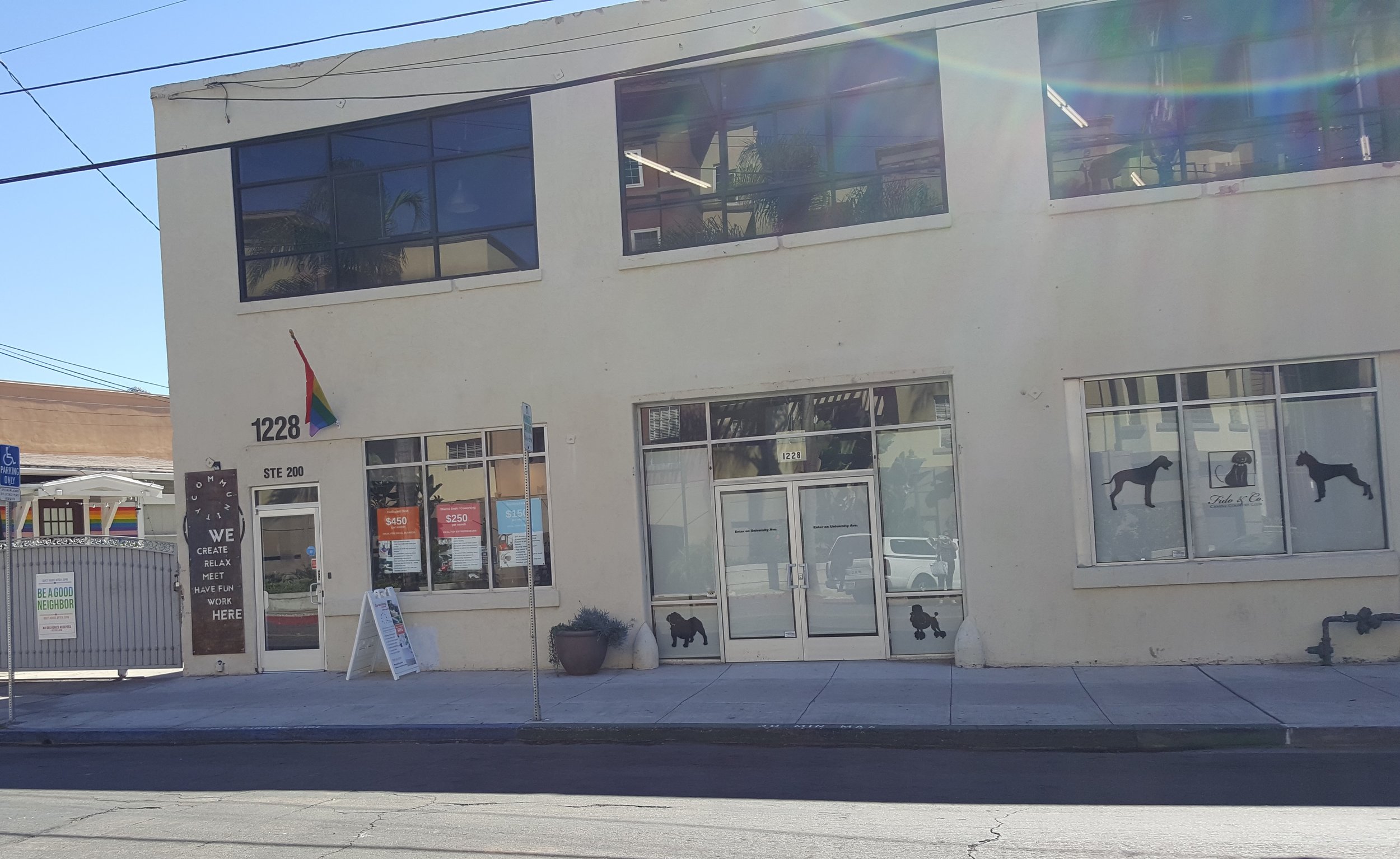Co-mmunity's space is on the second floor of a building the Hillcrest community, 