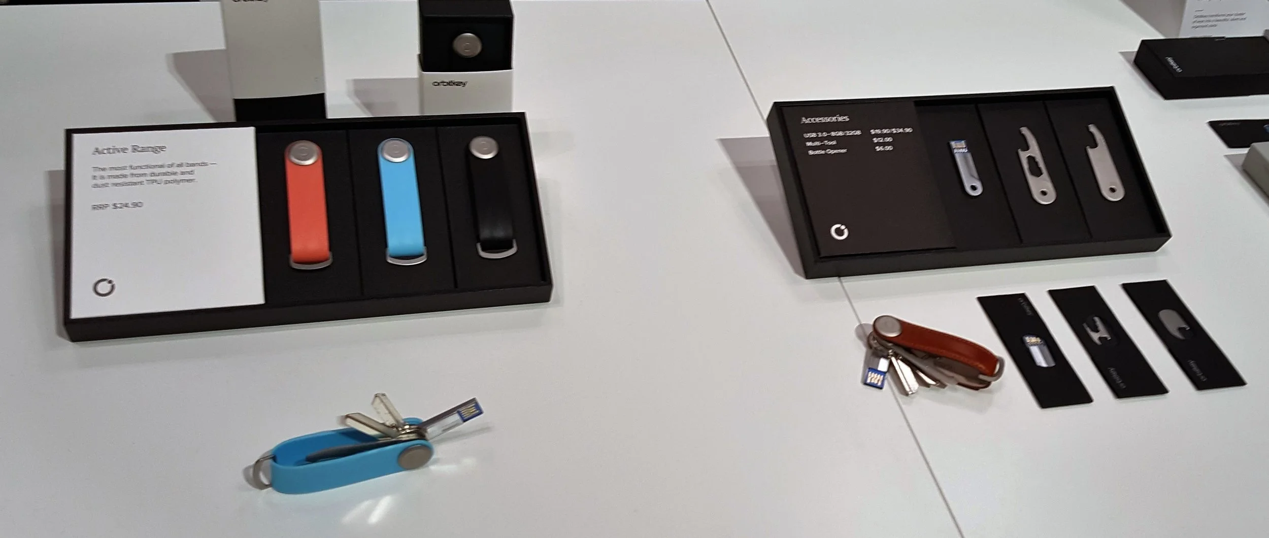 Orbitkey's clever design houses up to 7 keys in stylish and streamlined leather. ($39.90) or colorful rubber ($24.90). orbitkey.com.