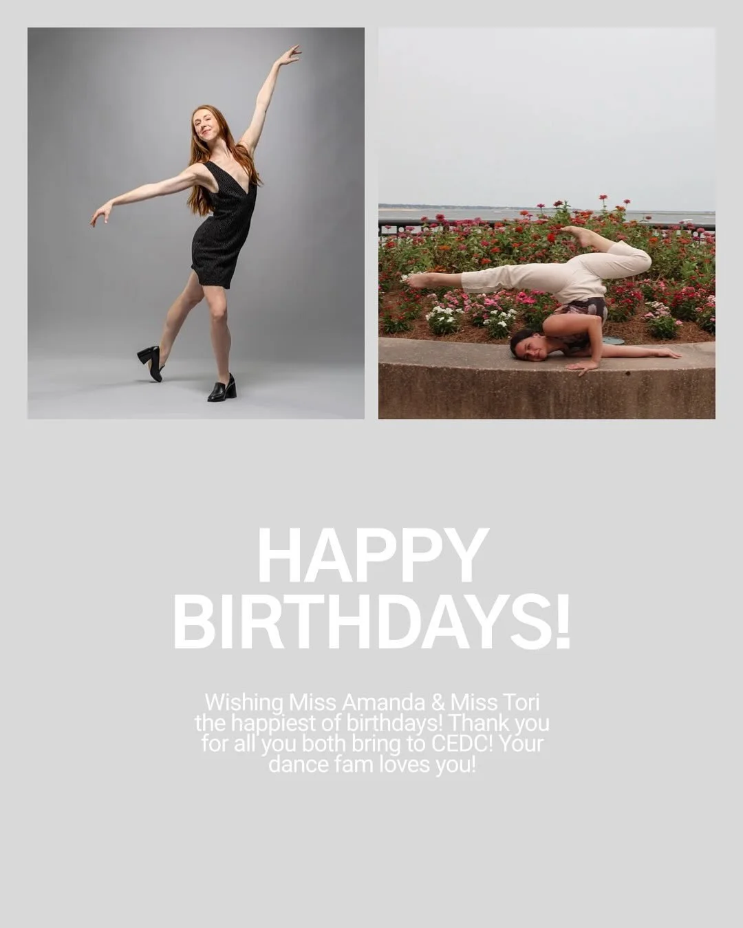 SCREAMING Happy Birthday to these amazing dance instructors we get to call dance fam! Hope your birthdays were nothing bf short of magical! 🪩✨🎉

#dancecedc #cedcbday #dancefamily