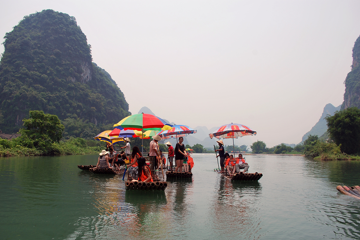 Bamboo raft river cruise