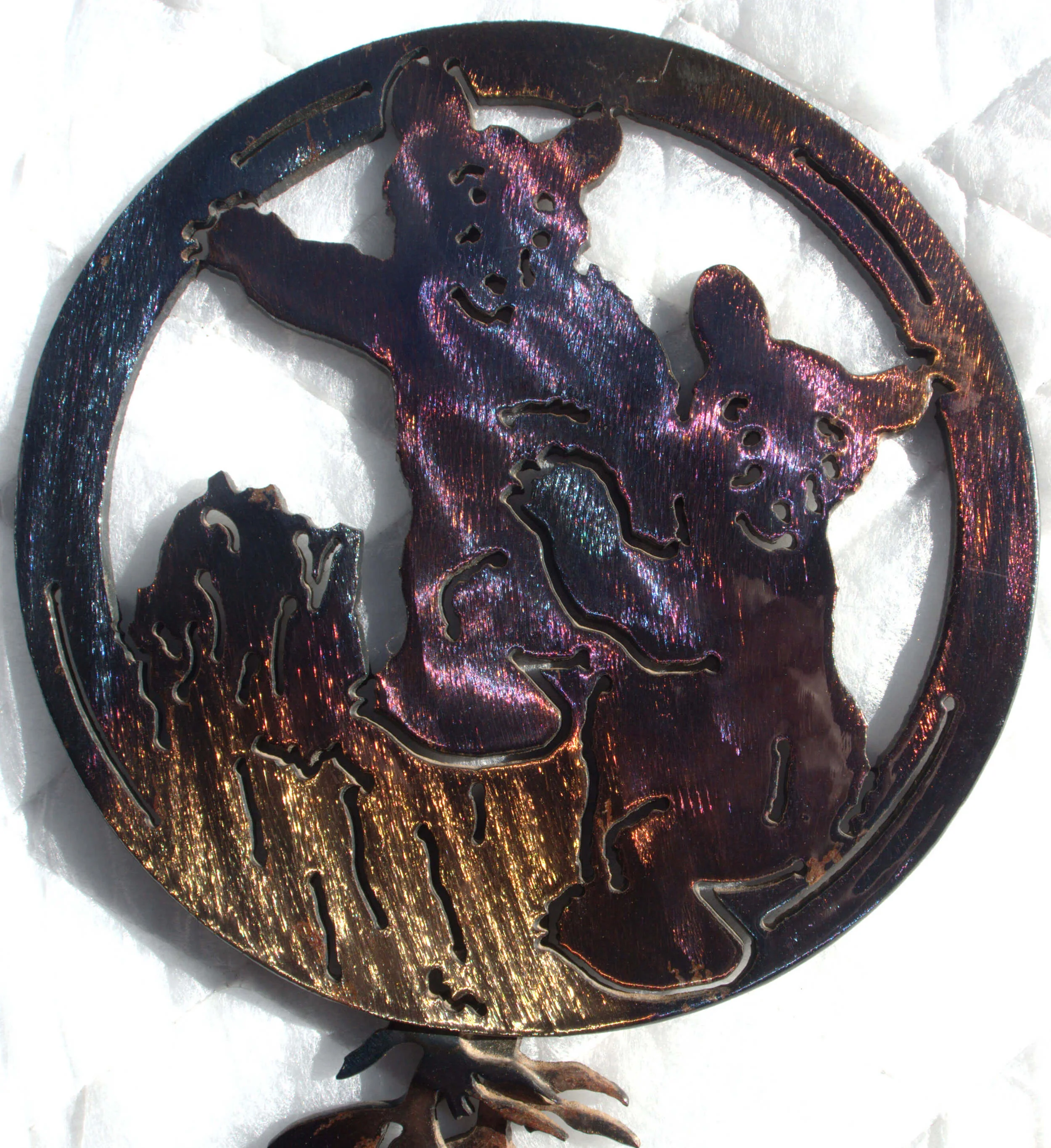 Baby Bears & Feathers metal art 2