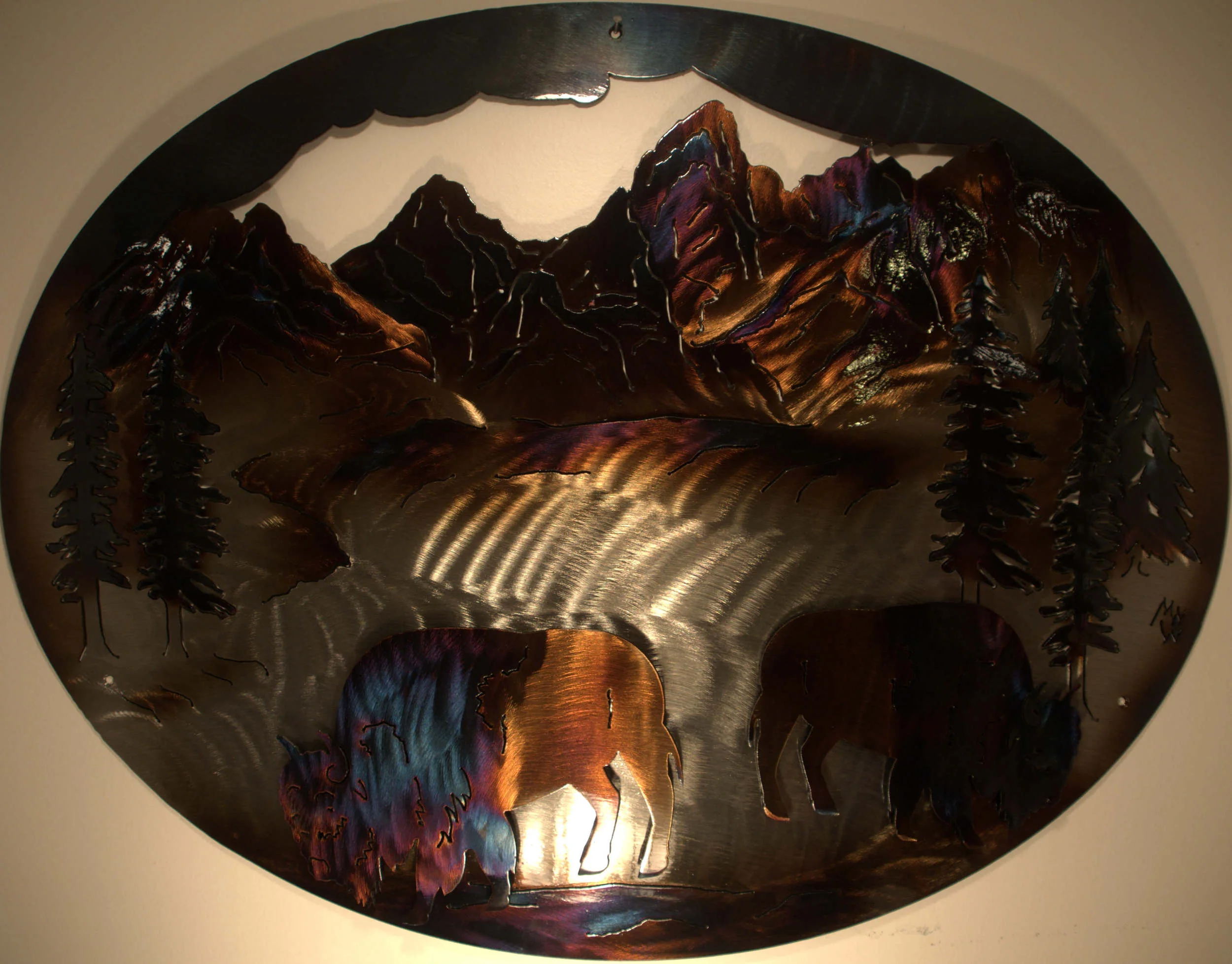 Buffalo Roam Oval metal art 5