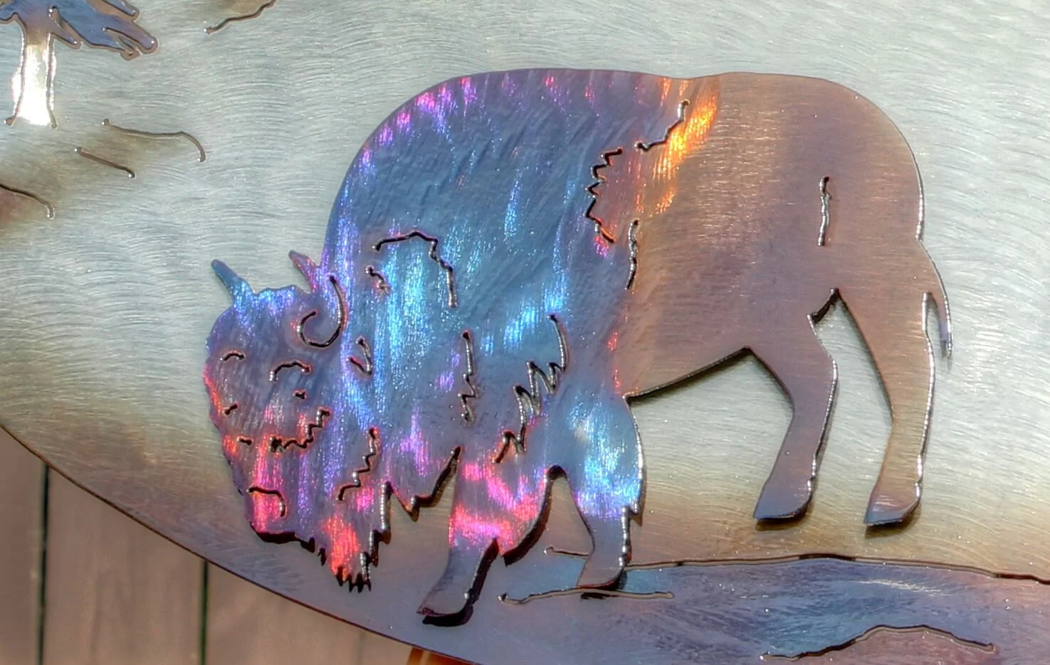 Buffalo Roam Oval metal art 2