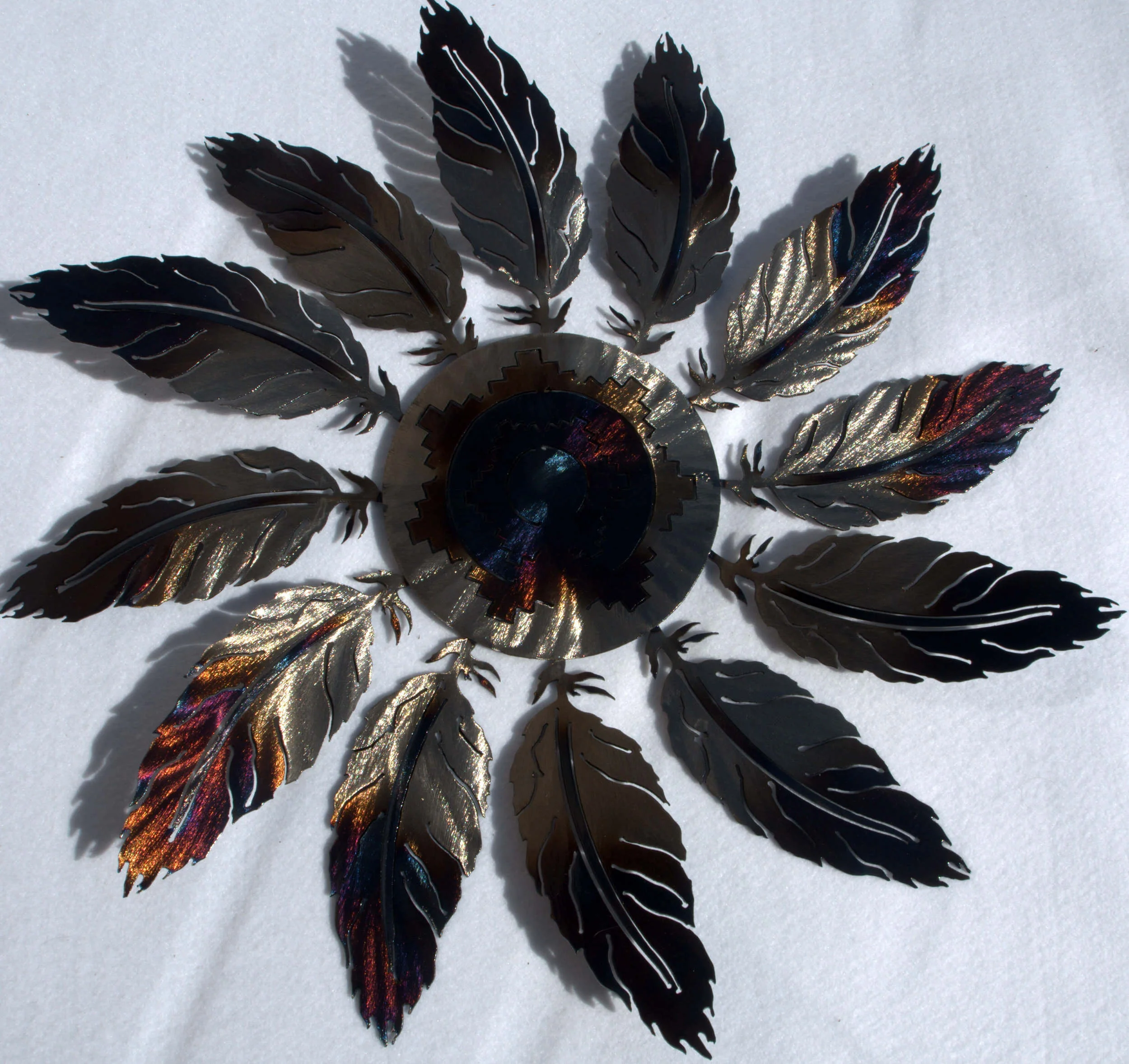 Sun Concho 12 Feathers metal art 2