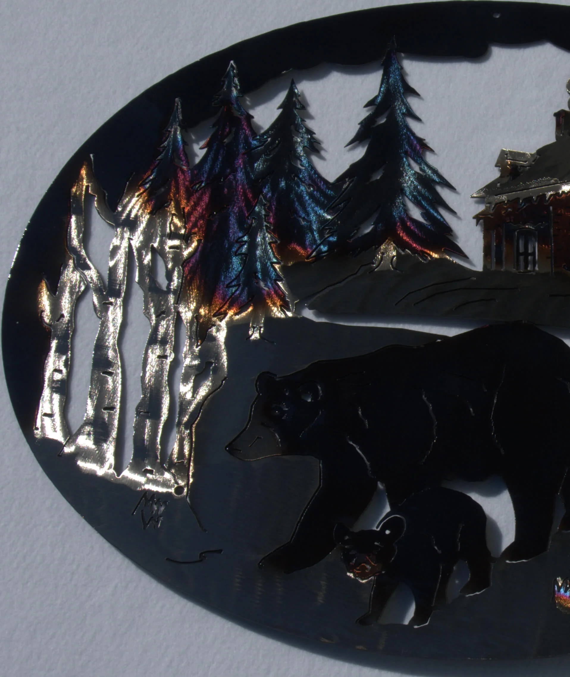 Bear "Early Spring Crossing" Oval metal art 5