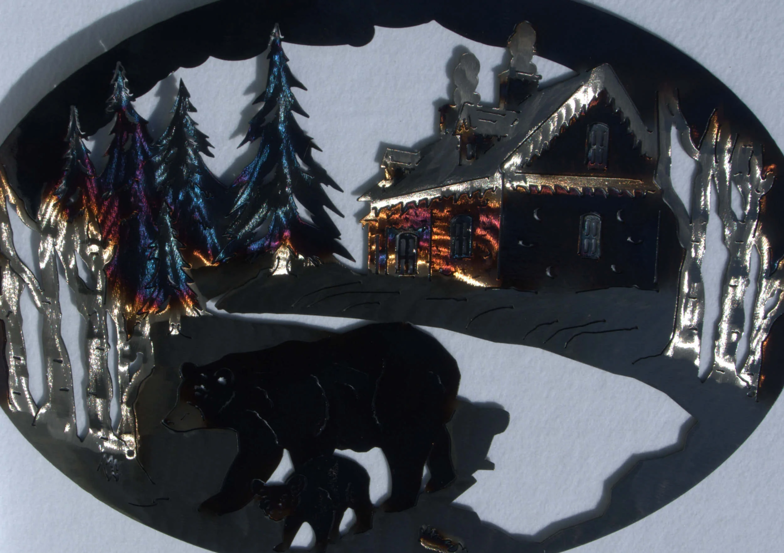 Bear "Early Spring Crossing" Oval metal art 9