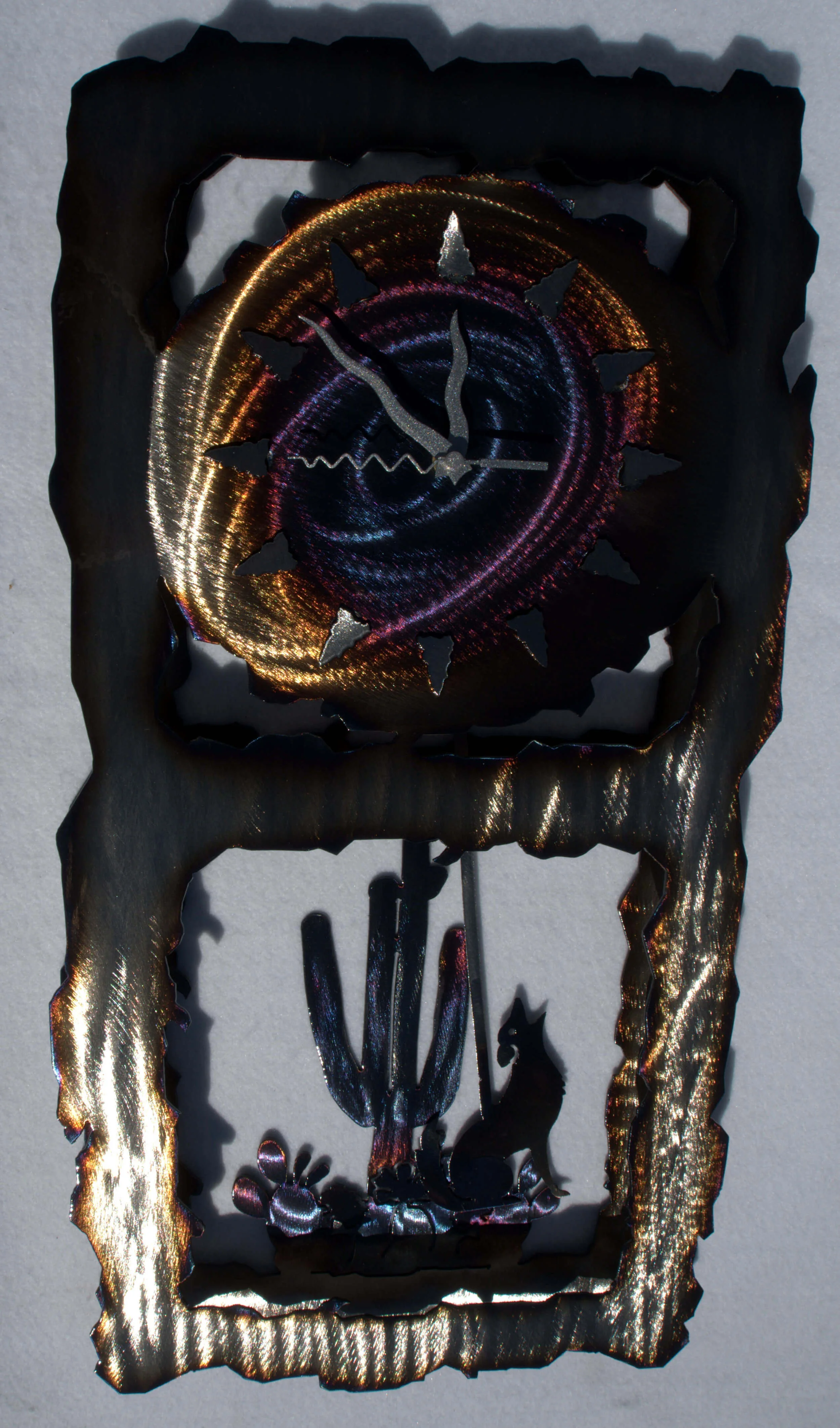 CLOCK SAGUARO CACTUS W COYOTE PENDULUM (3).jpg