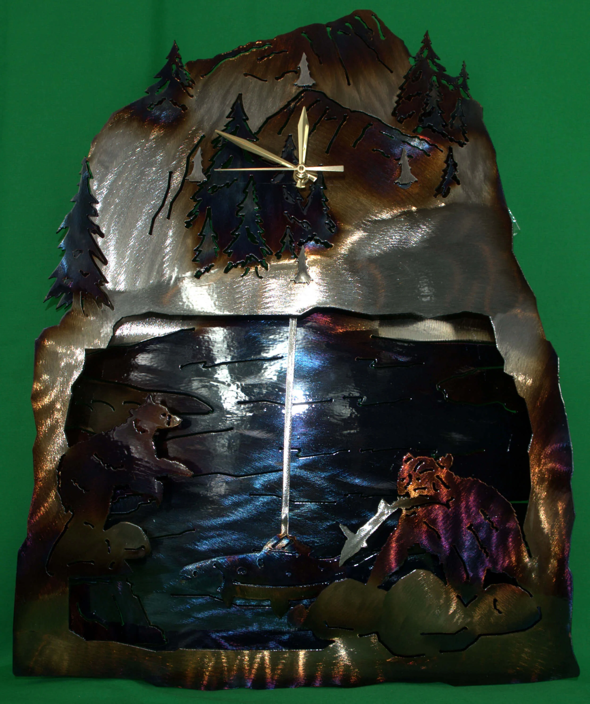 CLOCK BEAR CREEKSIDE W FISH PENDULUM GREEN CROPPED.jpg