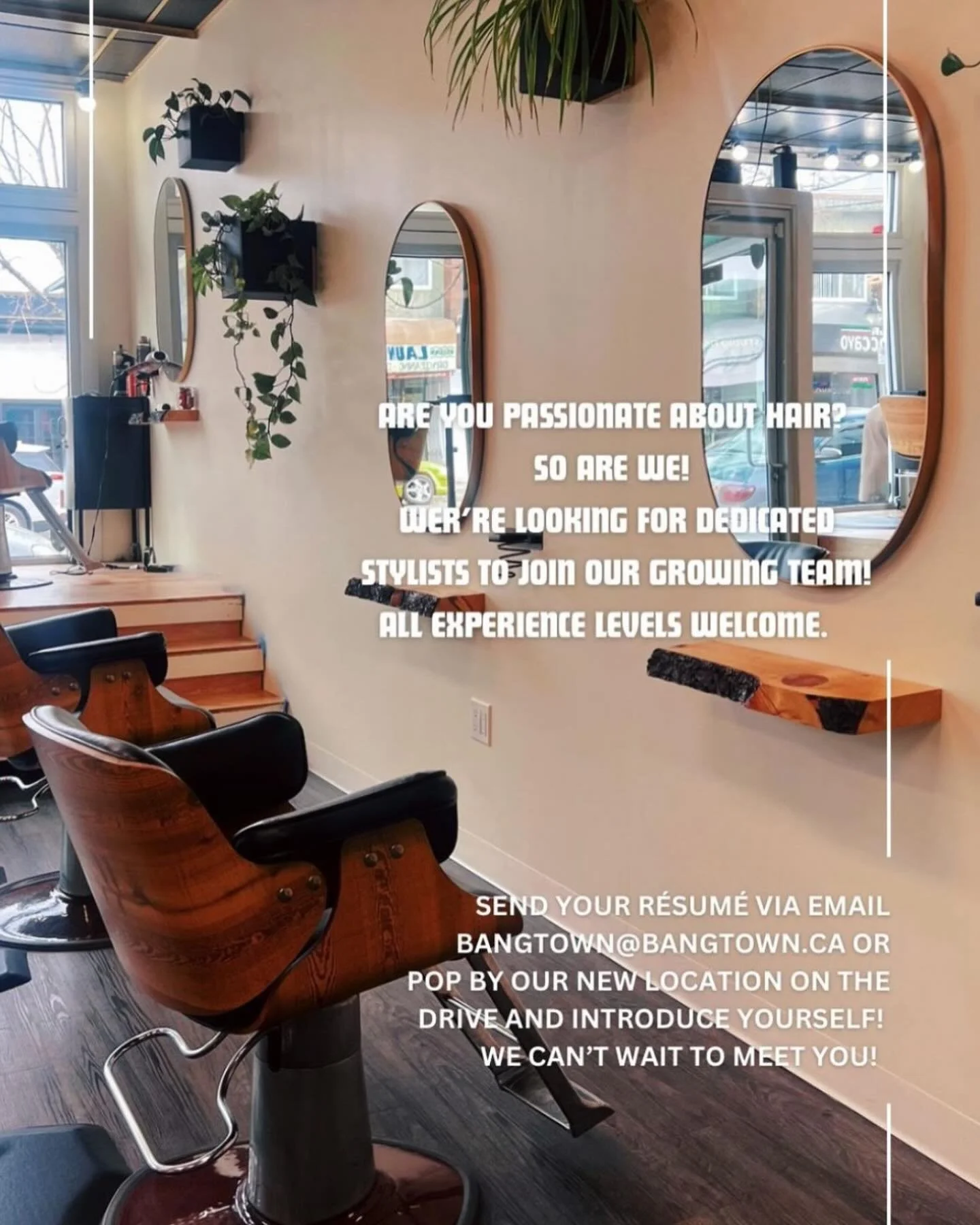 We are hiring a full time and a part time stylist for a commission position! We also have room for 1 chair renters.
Competitive rates and benefits. Flexible schedules. Education. Support. Beautiful and clean salon. Fantastic neighbourhood (we think