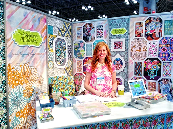 Josephine Kimberling in her booth at Surtex 2014